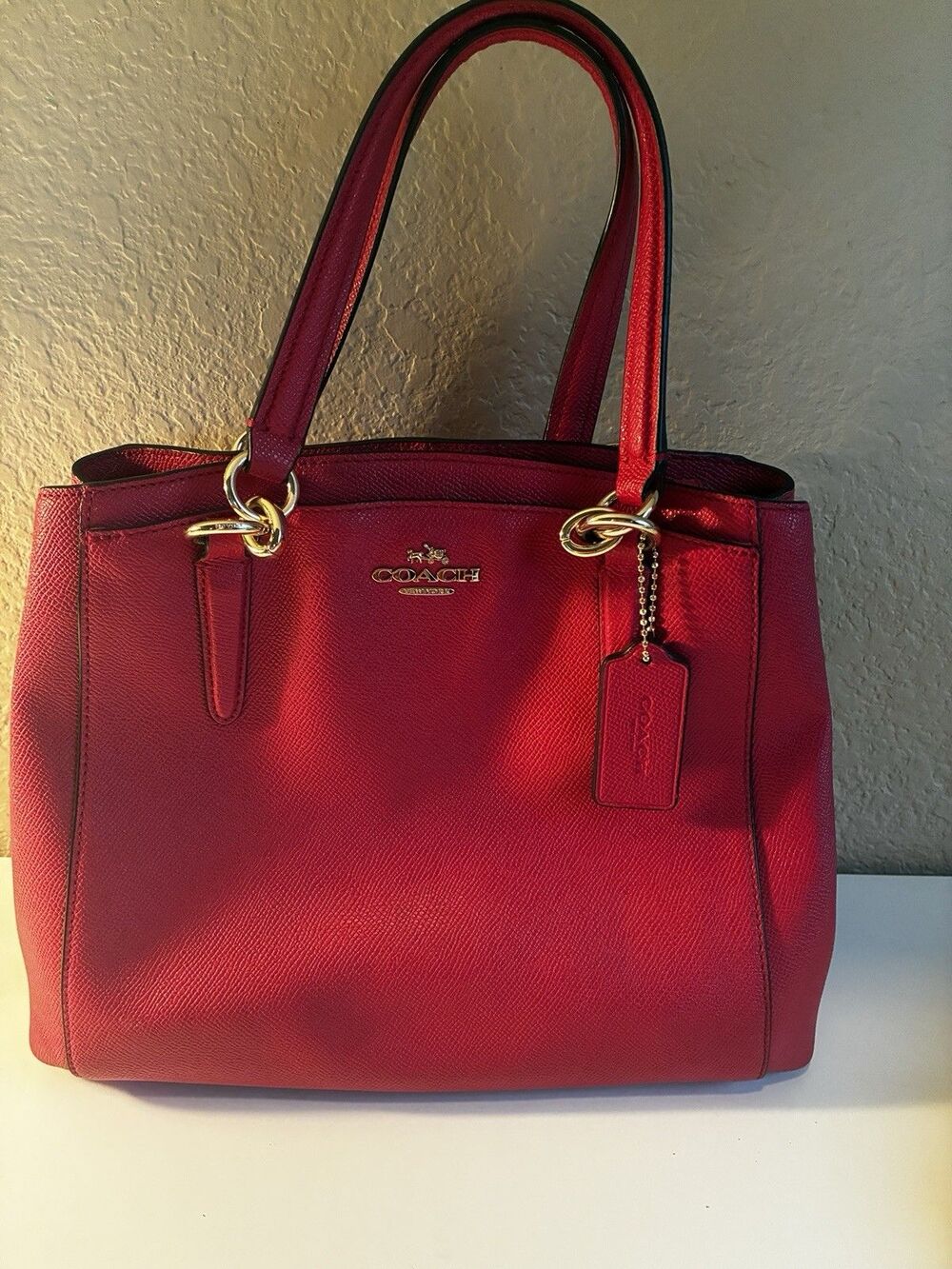 Coach Minetta Crossgrain Leather Crossbody Satchel Red F57847 City Designer